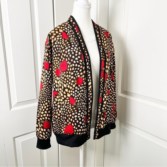 Vintage Reversible 2-in-1 Floral & Animal Print Bomber Jacket - Large - Picture 12 of 15